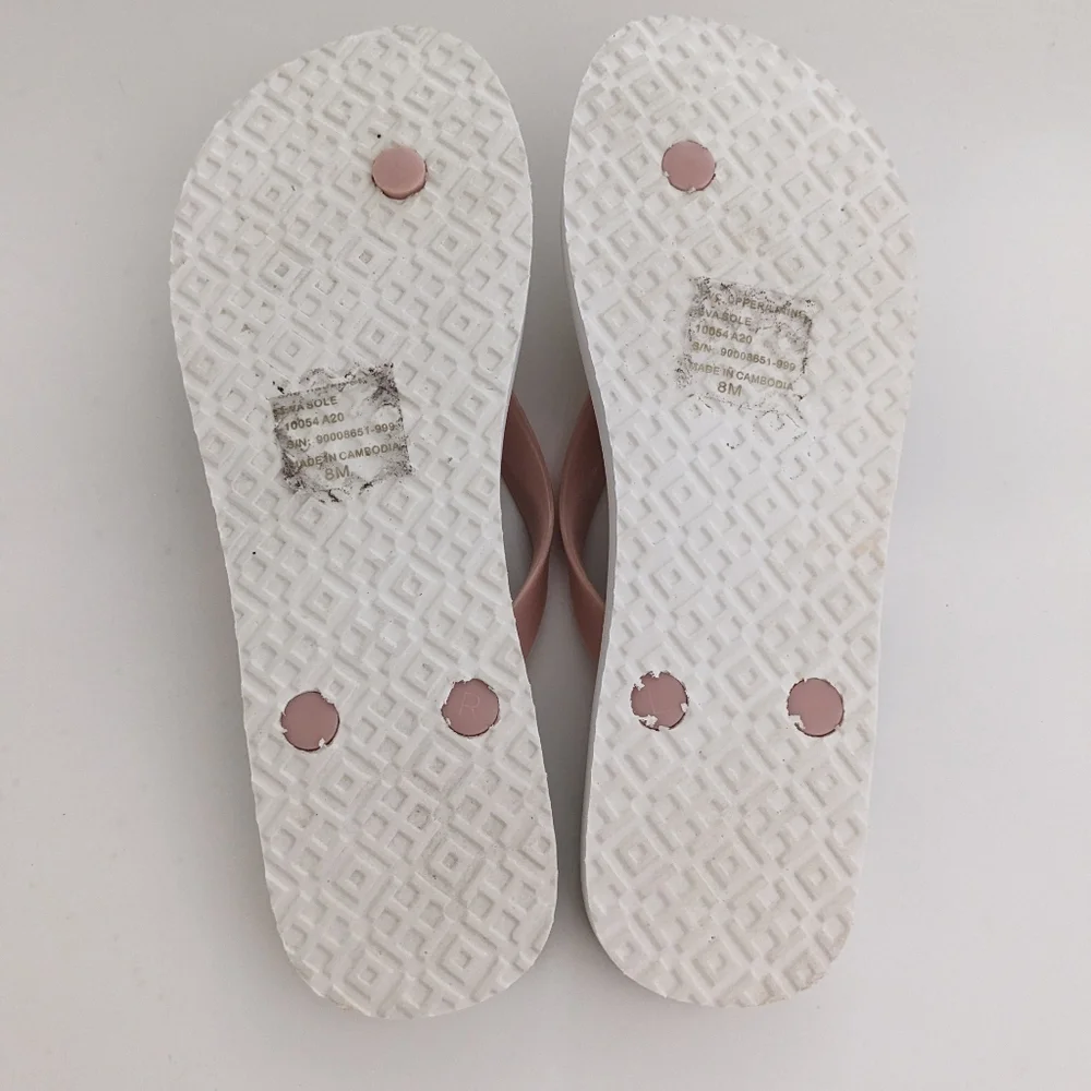 EUC! Tory Burch Flip Flop Sandal In Pink Quartz Flower Field Size 8 - Picture 12 of 15